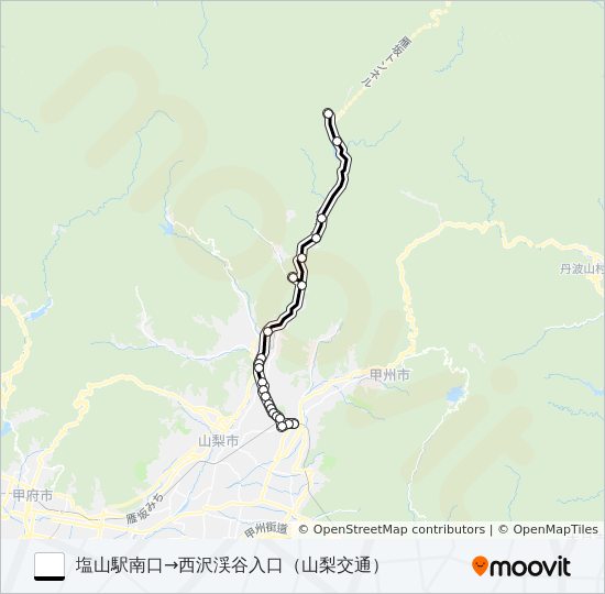 塩山駅発西沢渓谷行き バスの路線図