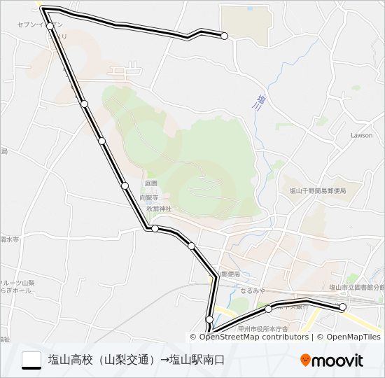 塩山高校発塩山駅行き バスの路線図