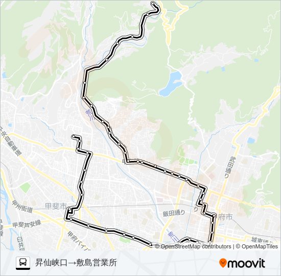 03:昇仙峡口発 敷島営業所方面行 バスの路線図