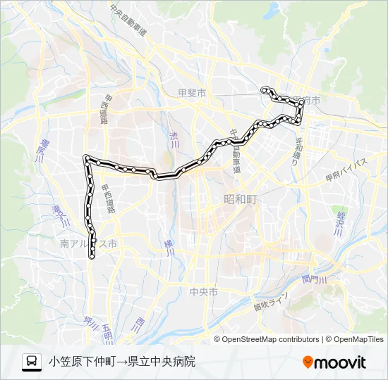 42:（廃軌道経由）中央病院 行き Bus Line Map