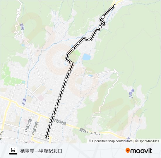 13:積翠寺発  甲府駅北口方面行き bus Line Map