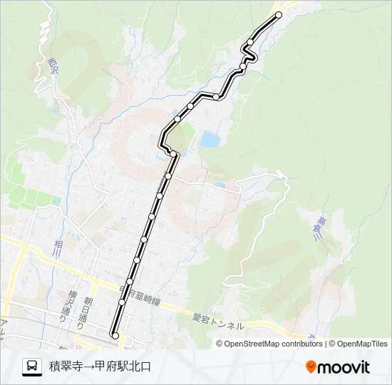 13:積翠寺発  甲府駅北口方面行き Bus Line Map