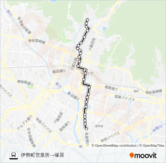 16:伊勢町営業所発  塚原方面行き Bus Line Map