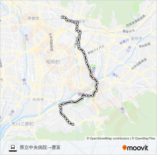 75:県立中央病院発  豊富方面行き bus Line Map