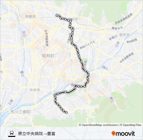 75:県立中央病院発  豊富方面行き bus Line Map