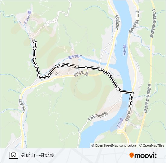 身延山線:身延山発  身延駅方面行き Bus Line Map