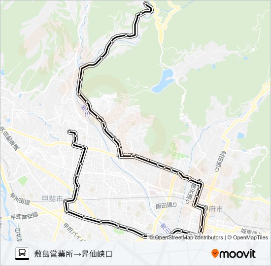 03:敷島営業所発  昇仙峡口方面行き バスの路線図