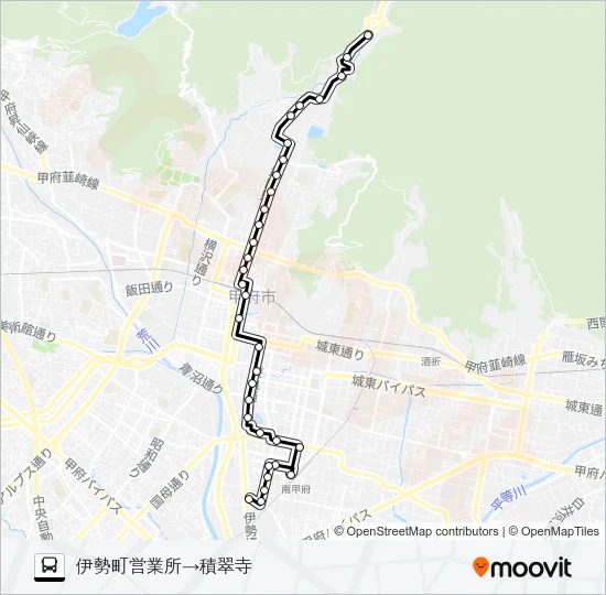12:伊勢町営業所発  積翠寺方面行き バスの路線図