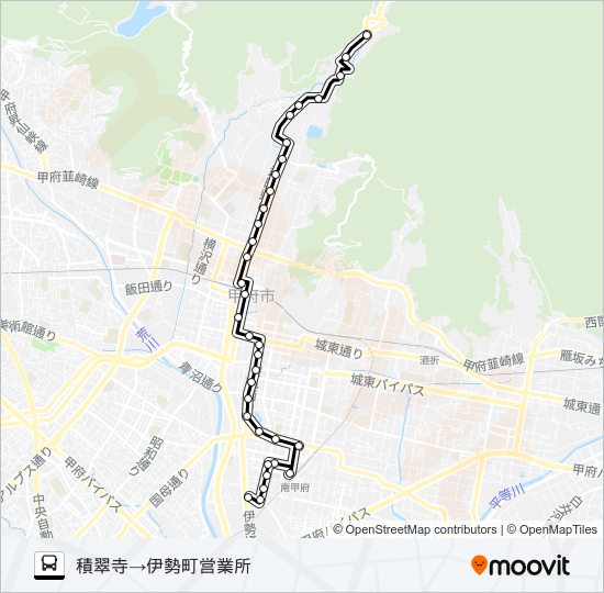 12:積翠寺発  伊勢町営業所方面行き バスの路線図
