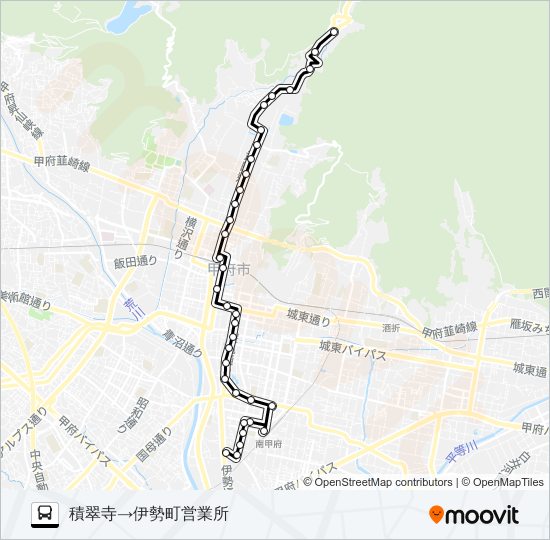 12:積翠寺発  伊勢町営業所方面行き バスの路線図