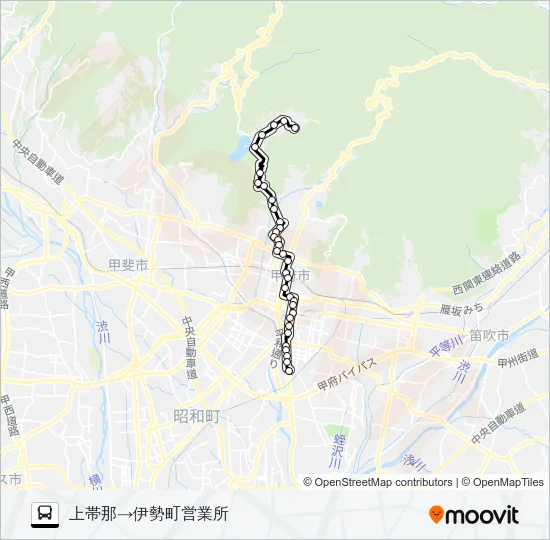 15:上帯那発  伊勢町営業所方面行き Bus Line Map