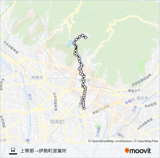 15:上帯那発  伊勢町営業所方面行き bus Line Map