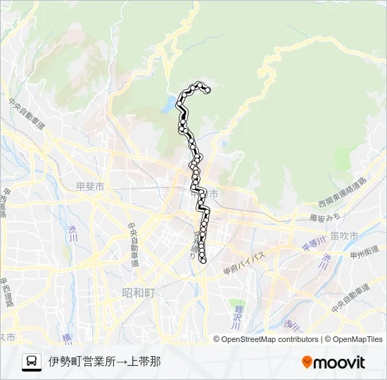 15:伊勢町営業所発  上帯那方面行き Bus Line Map