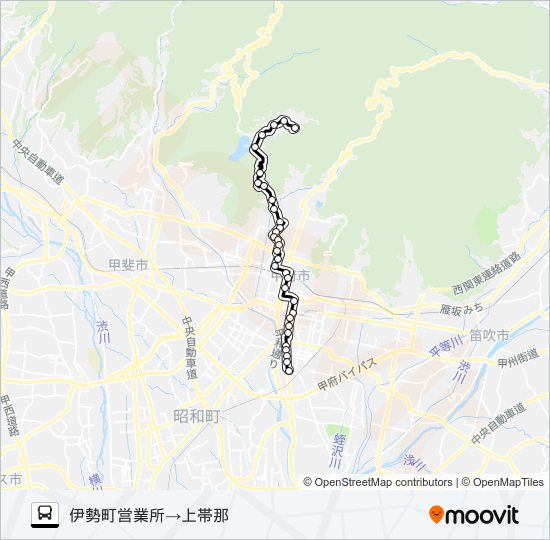 15:伊勢町営業所発  上帯那方面行き bus Line Map