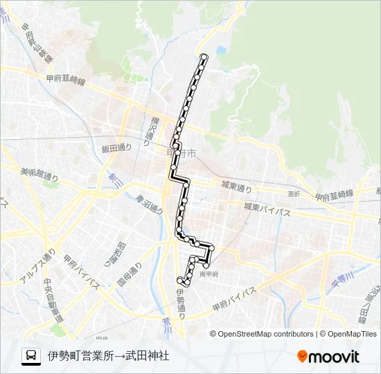 10:伊勢町営業所発  武田神社方面行き Bus Line Map