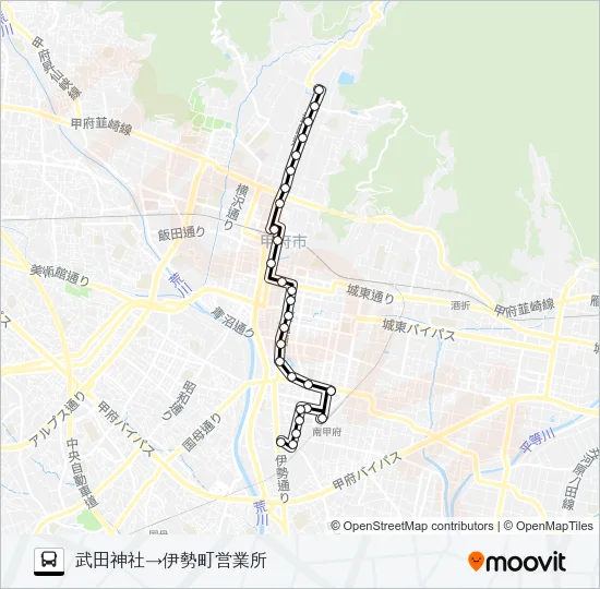10:武田神社発  伊勢町営業所方面行き Bus Line Map