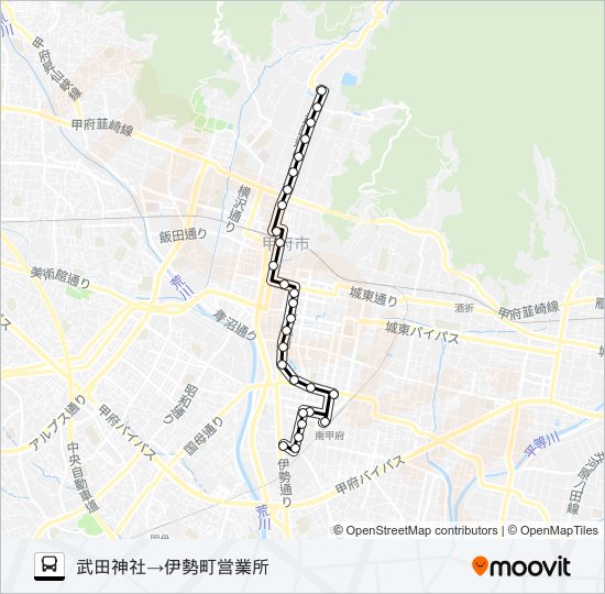 10:武田神社発  伊勢町営業所方面行き バスの路線図