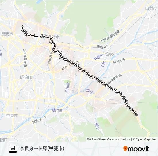 83:奈良原発  長塚(甲斐市)方面行き Bus Line Map