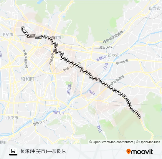 83:長塚(甲斐市)発  奈良原方面行き Bus Line Map