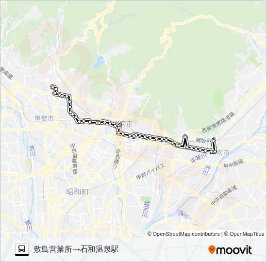 98:敷島営業所発  石和温泉駅方面行き Bus Line Map
