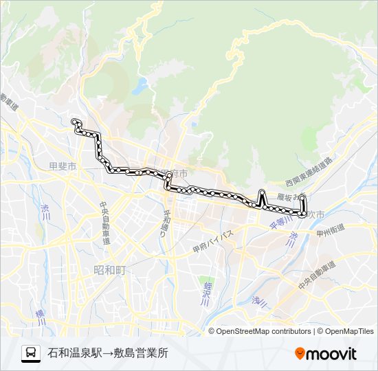 98:石和温泉駅発  敷島営業所方面行き バスの路線図