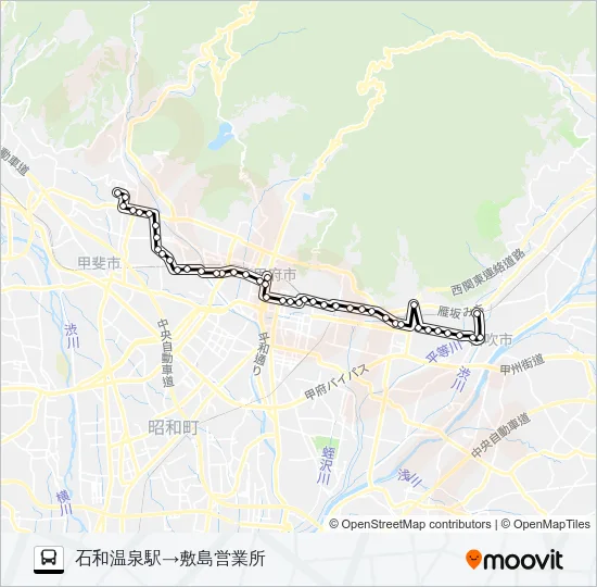98:石和温泉駅発  敷島営業所方面行き Bus Line Map