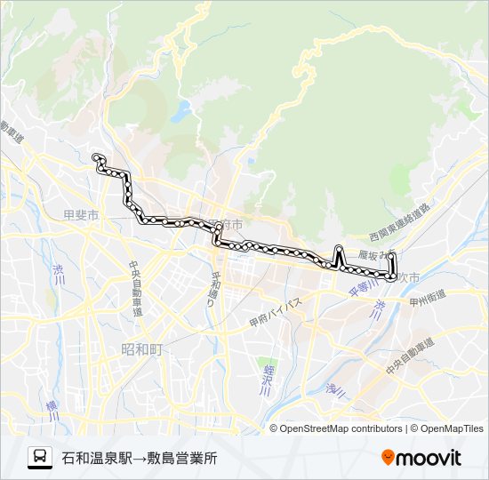 98:石和温泉駅発  敷島営業所方面行き バスの路線図