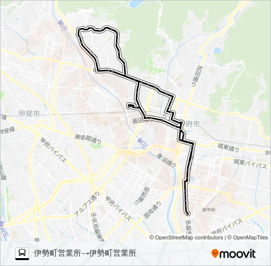 26:伊勢町営業所発 伊勢町営業所方面行き Bus Line Map