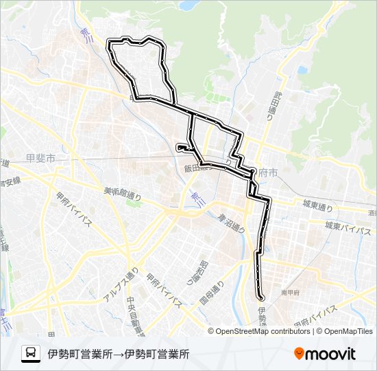 26:伊勢町営業所発 伊勢町営業所方面行き バスの路線図