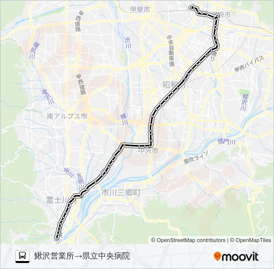 53:鰍沢営業所発  県立中央病院方面行き Bus Line Map