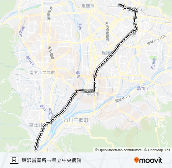 53:鰍沢営業所発  県立中央病院方面行き bus Line Map