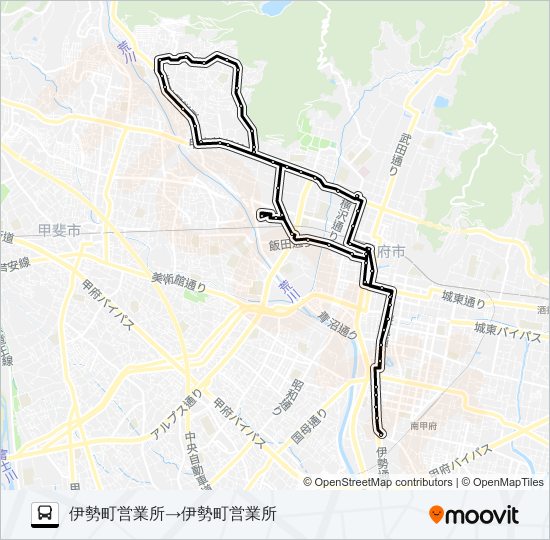 27:伊勢町営業所発  伊勢町営業所方面行き バスの路線図