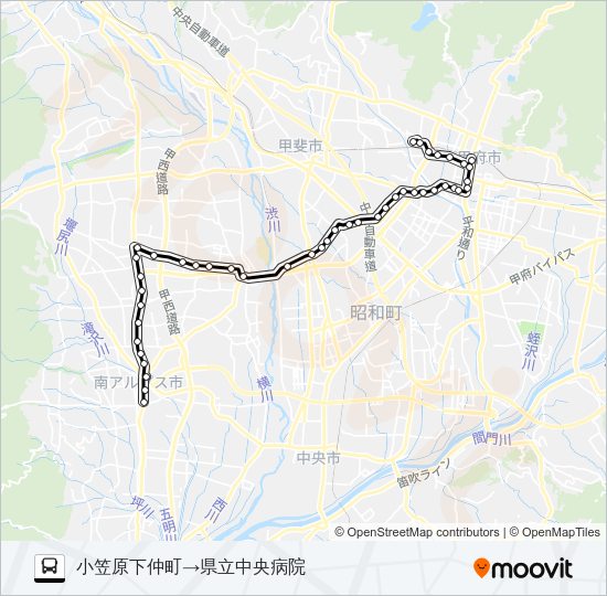 42:小笠原下仲町発  県立中央病院方面行き バスの路線図
