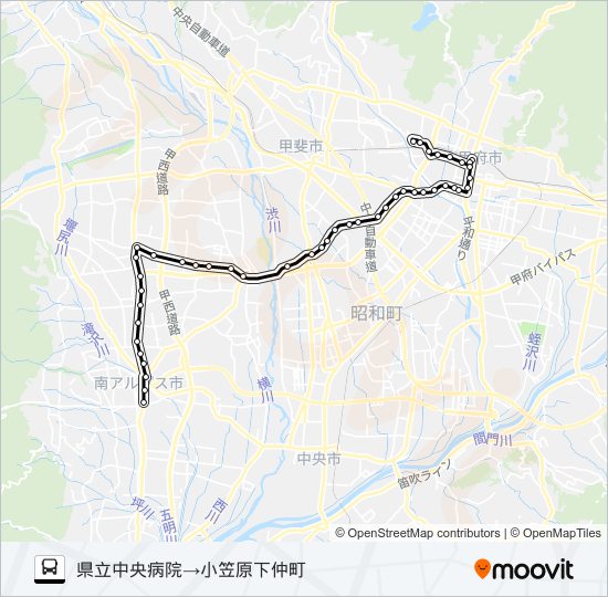 42:県立中央病院発  小笠原下仲町方面行き bus Line Map