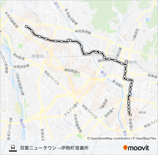 78:”双葉ニュータウン”発伊勢町営業所行き bus Line Map