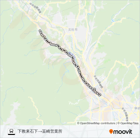 下教来石線:下教来石下発  韮崎営業所方面行き Bus Line Map