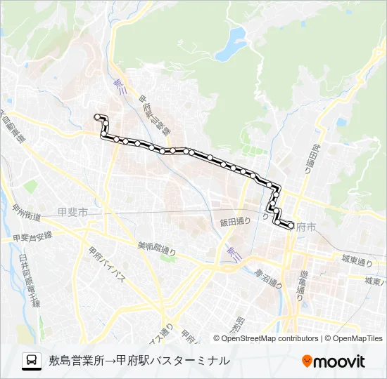 06:敷島営業所発 甲府駅バスターミナル方面行き Bus Line Map