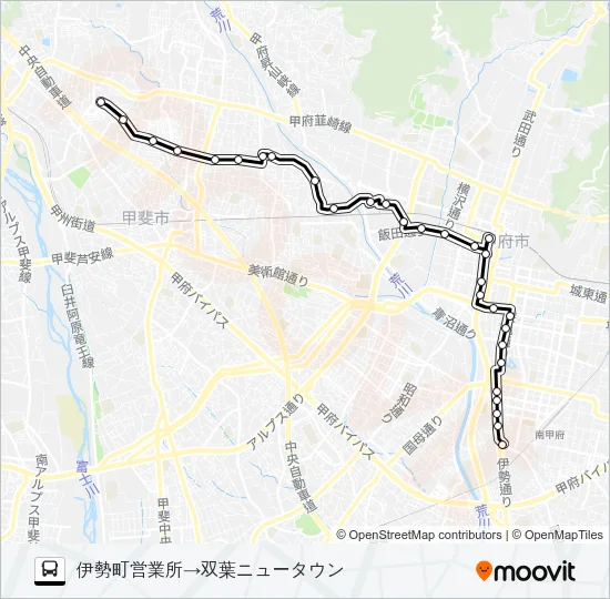 78:伊勢町営業所発  双葉ニュータウン方面行き Bus Line Map