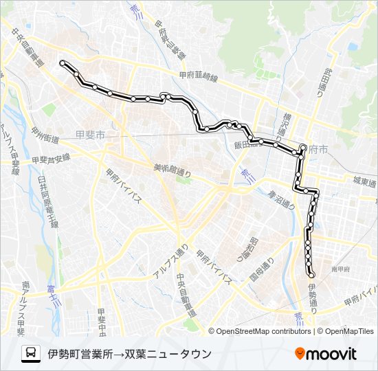 78:伊勢町営業所発  双葉ニュータウン方面行き bus Line Map