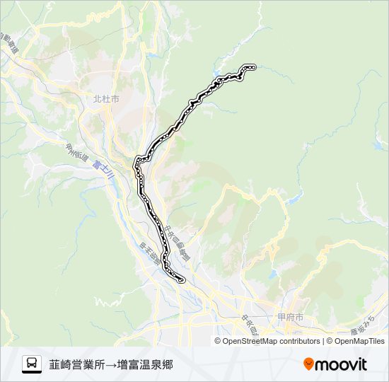 増富温泉郷線:韮崎営業所  発 増冨温泉郷 行き bus Line Map