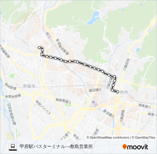 06:甲府駅バスターミナル発  敷島営業所方面行き bus Line Map