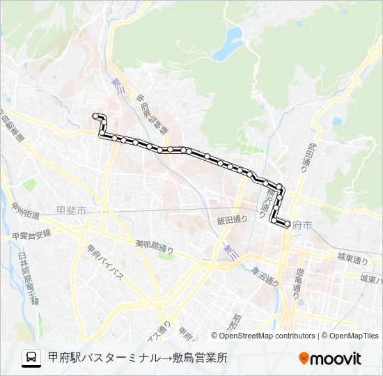 06:甲府駅バスターミナル発  敷島営業所方面行き Bus Line Map