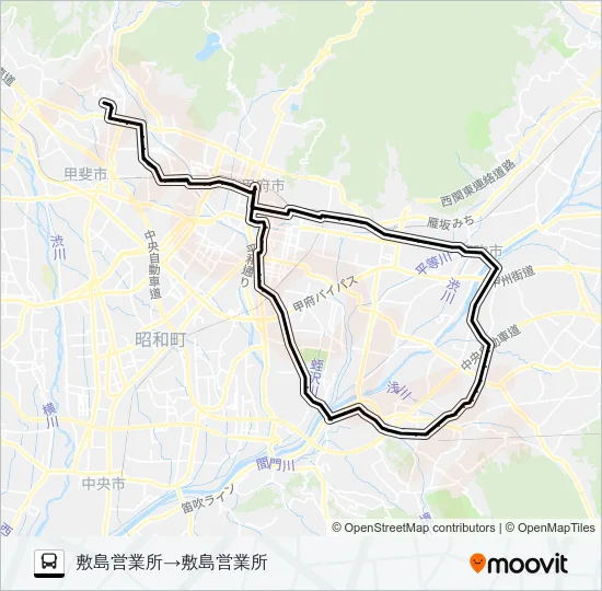 76:敷島営業所  発 (中道橋経由御所循環）敷島営業所 行き Bus Line Map