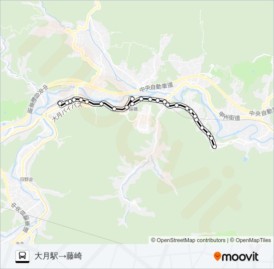 大月駅発  藤崎方面行き bus Line Map