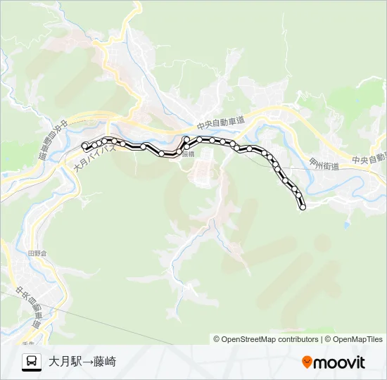 大月駅発  藤崎方面行き Bus Line Map