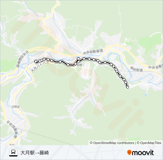 大月駅発  藤崎方面行き バスの路線図