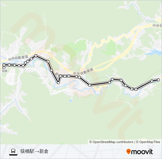猿橋駅発  新倉方面行き バスの路線図