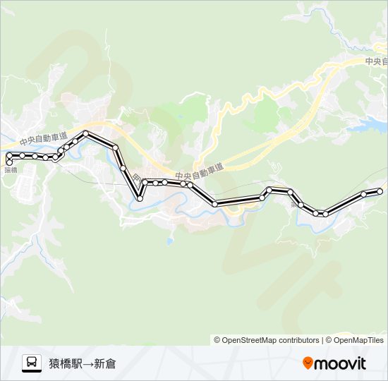 猿橋駅発  新倉方面行き バスの路線図