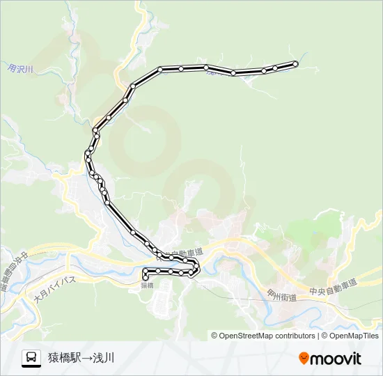 猿橋駅発  浅川方面行き Bus Line Map
