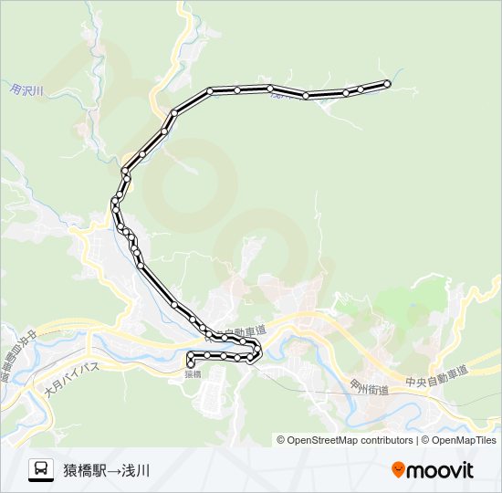 猿橋駅発  浅川方面行き バスの路線図